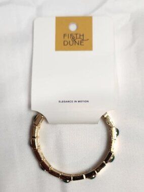 Fifth & Dune Gold-tone and Malachite Tile Stretch Bracelet